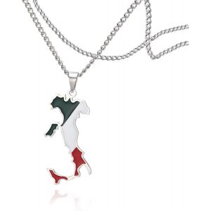 Kal-Collier En Acier Inoxydable Avec Pendentif Carte De L'italie - Bijoux Personnalisés - Neuf