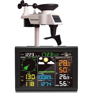 ChenQuanSarl-Station Météo Sans Fil Avec Capteur Extérieur, Station Météo 9 En 1 Avec Anémomètre Et Pluviomètre, Thermomètre, Hygromètre, Phase De Lune - Neuf