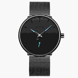 Montre &Agrave; Quartz Ultra Fine Pour Homme Avec Bracelet En Maille D'acier Inoxydable - Neuf