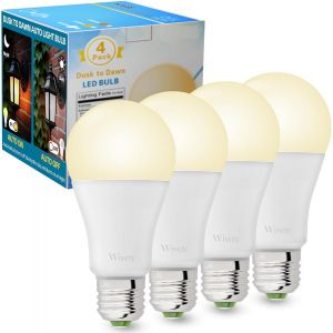 Ampoule Led E27 Avec Capteur Cr&eacute;pusculaire, Blanc Chaud 2700k 10w(&Eacute;quivalent 70w), 900 Lumens, Non-Dimmable, On/Off Automatique Ampoule Crepusculaire Pour Porche, Garages, Jardin(Lot De 4) - Neuf