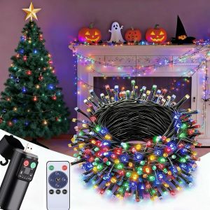 Guirlande Lumineuse Exterieur Noel À Pile, 15m 150 Led Guirlande Intérieur Multicolore Avec Télécommande/8 Modes/Timer, Ip44 Étanche Lumières Decoration Pour Chambre, Fête, Mariage, Escalier, Jardin - Neuf
