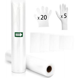 Sacs Sous Vide Alimentaire, 2 Rouleaux 32x600cm, pour all Machine Sous Vide, Cuisson Sous Vide, Sacs &agrave; Faire le Vide d'air Gaufr&eacute;s sacs de mise sous vide s, Sans BPA - Neuf