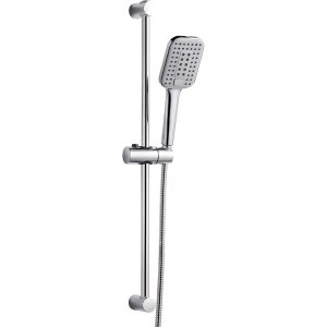 Colonne de Douche sans Mitigeur Barre Douche en Acier Inoxydable de 70 cm avec Flexible de 1.6 m Pommeau de Douche (3 Modes 120 mm) et Support Ensemble de Douche pour Salle de Bain Chrome - Neuf