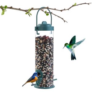 Mangeoires &agrave; Oiseaux &agrave; Suspendue - Mangeoires Oiseaux Sauvages Distributeur &agrave; Graines pour Divers Oiseaux Sauvages - Vert - Neuf