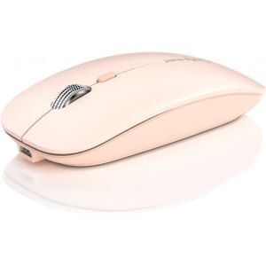 KALANKA-Q5 Kabellos Maus, Wiederaufladbar Funkmaus 2.4G Leise Funkmaus Ultra Dünn Wireless Computermaus 1600 DPI Mit Mäuse mit USB-Empfänger Typ C für Mac,Laptop, PC (Rose) - Neuf