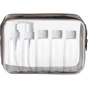KALANKA-Kit Voyage Avion Bouteille de Voyage Cosmetique 100ml Flacon Voyage Étanche et Rechargeable Flacon Spray de Voyage Transparent pour Liquides Organisateur Set de Toilette pour Cosmetique (Noir - Neuf