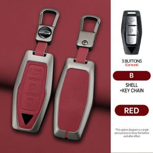 Étui pour clé de voiture en alliage de Zinc et cuir,coque Fob pour Mitsubishi Outlander 2022 2023 2024 2025,accessoires d'intérieur de voiture de contrôle - Type red 3 - Neuf