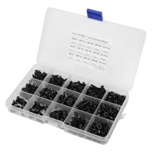 CHECARZHN--NO1-460Pcs M3 M4 M5 Vis À Tête Plate Vis À Tête Plate Pour Vis À Tête Plate Vis À Tête Cylindrique Vis De Réglage À Tête Cylindrique Noire Grade 10.9 Vis À Tête Hexagonale Plate Vis À Tête - Neuf