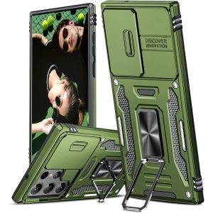 Mdy-Coque Pour Samsung S23 Ultra 5g(Pas S23) Antichoc Avec Full Protection Caméra Coulissante,Anneau Support, Étui De Pc Dur Et Tpu Silicone Militaire Anti-Rayures Coque Galaxy S23 Ultra-Vert Olive - Neuf