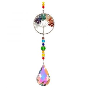 Attrape-soleil décoratif en cristal pour fenêtre ¿ Pendentif arbre de vie en cristal pour fenêtre, jardin, décoration intérieure (multicolore ¿ conique) - Neuf