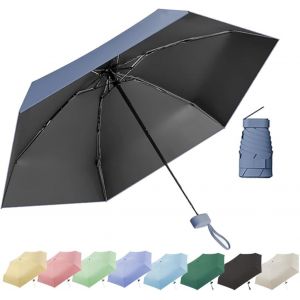 CAP-Parapluie de Voyage Anti-UV Petit Parapluie Mini Parapluie Portable Parapluie de Poche Parapluie Ultra Léger Portable Coupe-Vent Transport Quotidien Convient à Toutes les Personnes (Haze bleu) - Neuf