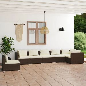 Prolenta Premium - Salon De Jardin 7 Pcs Avec Coussins R&eacute;sine Tress&eacute;e Marron - Neuf