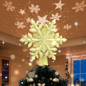 De No&euml;l De L'Arbre. &Eacute;clair&eacute; Flocon De Neige En Haut De L'Arbre Avec De Projecteur De Led - Neuf