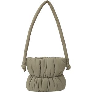 SJZG-Sac Fourre Tout Matelass&eacute; En Nylon Femme Sac &Agrave; Main Rembourr&eacute; En Duvet De Coton Doux L&eacute;ger Sacs Cabas Sac D'&Eacute;paule Petit Sacs Port&eacute;s &Eacute;paule Achat Travail Sac &Agrave; Poign&eacute;e Sup&eacute;rieure Vert Arm&eacute;e - Neuf