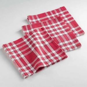 Lot De 3 Serviettes De Table &iquest; 45 X 45 Cm &iquest; Coton Tiss&eacute; Tradition Rouge - Neuf