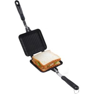 KALANKA-Po&ecirc;le &agrave; Sandwich, Po&ecirc;le &agrave; Frire Double Face Antiadh&eacute;sive en Aluminium, Compacte 35x15 cm, Gaufrier avec Poign&eacute;e R&eacute;sistante &agrave; la Chaleur, pour Petit-D&eacute;jeuner et Snacks &agrave; la Maison - Neuf