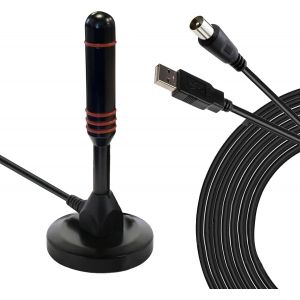 & HD-980T Antenne TV &iquest;nt&eacute;rieur Puissante, High Gain VHF-UVF-FM DVB-T2 D&eacute;codeur TNT HD Terrestre/Antenne &agrave; Base magn&eacute;tique Portable pour Une r&eacute;ception puissante du Signal TV, 3m C&acirc;ble - Neuf