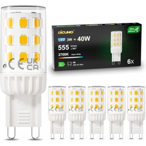 Kalanka-Ampoule Led G9 3w Classe B, &iquest;&iquest;Quivalent 40w Halog&iquest;&iquest;Ne, Blanc Chaud 2700k, 555lm, G9 Led Efficacit&iquest;&iquest; Energ&iquest;&iquest;Tique Et Durable Pour Chambre, Salon Et Cuisine, Non-Dimmable, Lot De 6 - Neuf