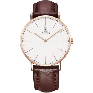 Eryi-Ik Slim Ø40mm Montre Hommes Femmes Ultra-Mince Bracelet Cuir - Neuf