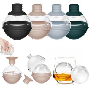 Kal-Grand Bac À Glaçons Ronds Avec Couvercle Entonnoir - Moule À Glaçons De 6cm En Silicone Pour Whisky, Cocktails, Vin Et Boissons (Lot De 4)Plateaux À Glaçons Circulaires Réutilisables Faciles À Li - Neuf