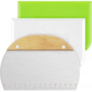 Eryi-Coupe Pâte Boulangerie 3pcs Corne Patisserie Manche En Bois Spatule Cuisine Raclette Avec Mesure Ustensiles De Spatule Cuisine Inox Ramasse Légumes Cuisine Pour Couper Pâte Et Légumes - Neuf