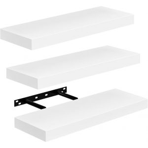 TIANYI-&Eacute;tag&egrave;res Murales Lot de 3, &Eacute;tag&egrave;re Murale Blanche Flottante de CD, pour Salon, Cuisine, Chambre, Salle de Bain 14x40cm - Neuf