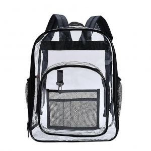 Sac à dos transparent élégant de grande capacité étanche PVC transparent sac à dos pour le travail scolaire Sports Plage Voyage - Neuf