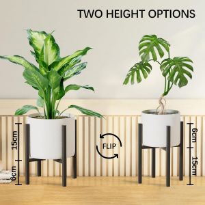 Lot de 2 supports de plantes r&eacute;glables en m&eacute;tal pour int&eacute;rieur et ext&eacute;rieur-Moderne-Robuste et stable-D&eacute;coration d'angle-Convient aux pots de 20,3 cm,25,4 cm,28 cm,28 cm,30,5 cm - Neuf