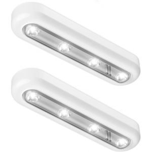 2pieces Lampe De Placard, Lumière Nuit Avec 4 Led Tactiles A Piles Veilleuse Sans Fil Orientable Pour Les Plafonniers Placards Armoires Couloirs Lavabos - Neuf