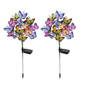 Lot de 2 lampes solaires papillon &agrave; 42 LED pour jardin, r&eacute;sistantes &agrave; l'eau et &agrave; l'eau. - Neuf