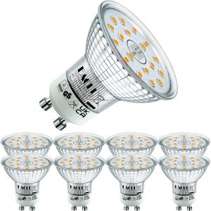 Ampoule Led Gu10 Blanc Chaud 4.9w &Eacute;quivalent Halog&egrave;ne 70w, Lot De 8, 515 Lumens 2700k Non Dimmable, &Eacute;clairag Sans Scintillement, Angle De Faisceau 120&deg; Spot, Ac 230v Lampe &Agrave; R&eacute;flecteur - Neuf