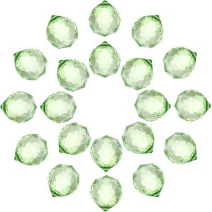 MEVRONISSHOP-Lot de 20 boules de cristal prisme de 30 mm pour lustre, fen&ecirc;tre, d&eacute;coration de mariage, d&eacute;coration d'int&eacute;rieur, vert clair - Neuf