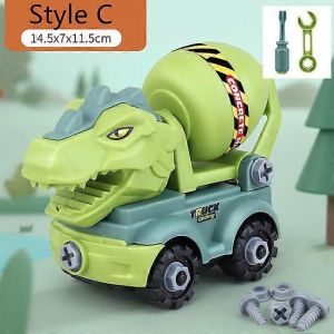 Children's construction toy dinosaur prot automobile excavator dump truck, education diy car toy children's car toy-KL-C - Neuf