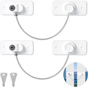 Kalanka-2pcs Securite Fenetre Enfant Avec Clés, Bloque Fenetre Securite Enfant, Protection Fenetre Enfant Avec Adhésif Ou Vis Pour Réfrigérateur, Lave-Linge, Armoire - Neuf