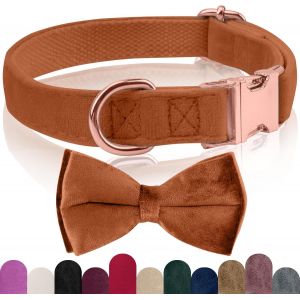 Eryi-Collier Chien Velours, Avec Détachable N?ud Papillon Chien, Collier Chien Réglable Confortable, Pour Chiens Petits Moyens Gros Chiens, Pour Les Mariages, Les Anniversaires, Les Fêtes, Etc - Neuf