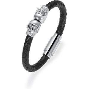 Kal-Cr&eacute;mation Bijoux Cr&acirc;ne Urne Bracelet Pour Cendres Pour Hommes Femmes Keepsake Memorial Manchette Bracelet Tress&eacute; Cuir Cr&eacute;mation Bracelet - Neuf