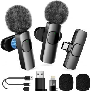 ChenQuanSarl-Micro Cravate Sans Fil, Mini Micro Pour Iphone/Android/Comprim&eacute;, Wireless Lavalier Microphone Pour Enregistrement, Tiktok, Youtube, Live - Microphone Antibruit - Neuf