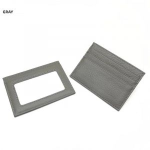 Porte-cartes en cuir v&eacute;ritable mince porte-carte de visite porte-carte de cr&eacute;dit mince petit portefeuille pour hommes porte-carte autocollant noir--Grey B - Neuf