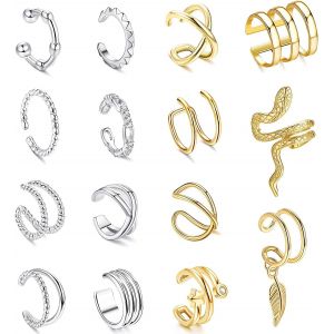 Faux Piercing Oreille Ear Cuff Clip D'oreille Attache Boucles D'oreilles Réglables Non Perçantes Pour Femmes Faux Piercing Clip On Cartilage Wrap Oreille Bijoux Ensemble.[X2943] - Neuf