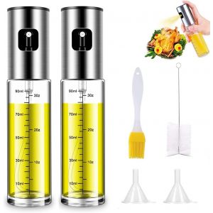 Eryi-2 Pièces 100ml Vaporisateur D'huil De Cuisine Avec Balance, Vaporisateur D'huile Et De Vinaigre, En Verre Et En Acier Inoxydable, Spray D'huile, Spray D'huile Pour Grillades, Pâtisseries Et Sala - Neuf
