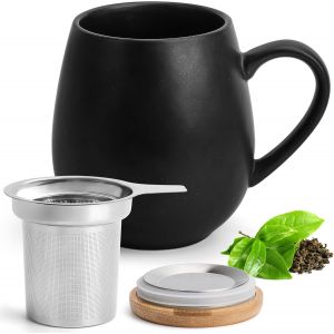 Eryi-Tasse À Thé Avec Couvercle Et Passoire - 550 Ml - Grande Tasse À Thé - Avec Infuseur - Taille Xxl - Accessoire De Thé (Charcoal) - Neuf