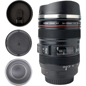 Tianyi-Tasse Café De La Caméra Objectif Avec 2 Couvercles Tasse Café Tasse D¿Appareil Photo Acier Inoxydable Lens Cup Mug Tumbler Tasse Lait Eau (Ge-Ii-V) - Neuf