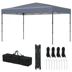 Tonnelle Pliante 365 X 225cm Barnum Pop-Up Etanche 3 Hauteur Réglable Protection Solaire Avec Sac Portable Pour Fête,Festival Gris - Neuf