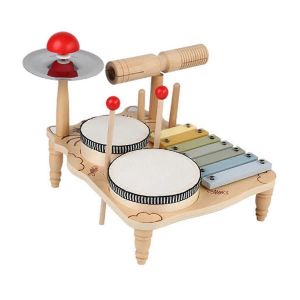 Batterie pour enfants pour les tout-petits en bois Early Education Beginner Percussion - Neuf