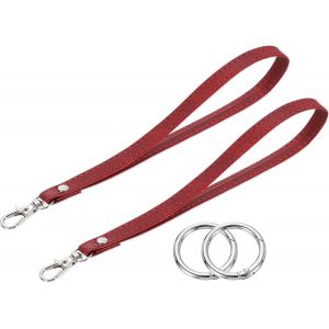 KAL-Pcs Dragonne De Poignet, Dragonne En Cuir Pu Pour Remplacement De Clé Avec Anneau En Cercle Pour Étui De Téléphone Clés Portefeuille Sac À Main, Rouge Vins - Neuf