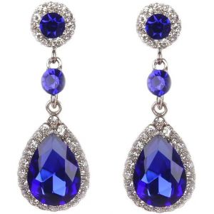 Boucles D'oreilles Femme Forme Goutte D'eau Pendentif Larme Plaqué Argent Blanc Avec Coupe Zircone Cubique Cristaux Bijoux Pierced Boucles D'oreilles Mariage Bal De Promo Bijou.[X3063] - Neuf