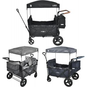 Chariot Leo X4plus Avec Toit | Chariot De Transport Pliable | Harnais 4x 5 Points | Roues Tout-Terrain 360° | Frein À Pied | Oxford 600d| Filets D'aération | Gris Fossile - Neuf