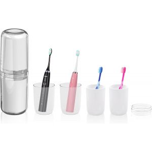 Portable Boîte De Brosse À Dents Voyage 4-In-1 Etui Brosse À Dent Bleu Rangement De Boite Brosse A Dent Respectueux De L'humidité Tasse De Brosse À Dents Pour Camping Voyages D'affaires Maison Ecole - Neuf