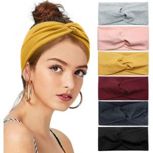 6 Pi&egrave;ces Bandeau Cheveux Femme, Boho &Eacute;lastique Bandeaux Vintage Fleur Imprim&eacute; Hair Bandeau L&eacute;opard Yoga Sport Headband Serre Tete Femme Multicolore (Couleur 2, Paquet De 6) - Neuf