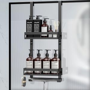 &Eacute;tag&egrave;re Douche &Agrave; Suspendre, Etagere Salle De Bain Sans Percage, Porte Shampoing Douche, Rangement Et Organisation De La Salle De Bain Noir - Neuf